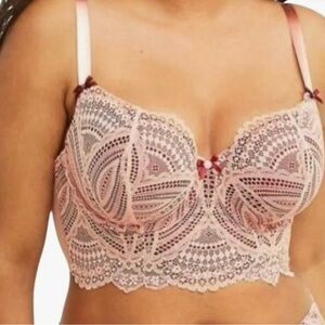 Cacique Women's Blush Lace Longline Boost Balconette Bra